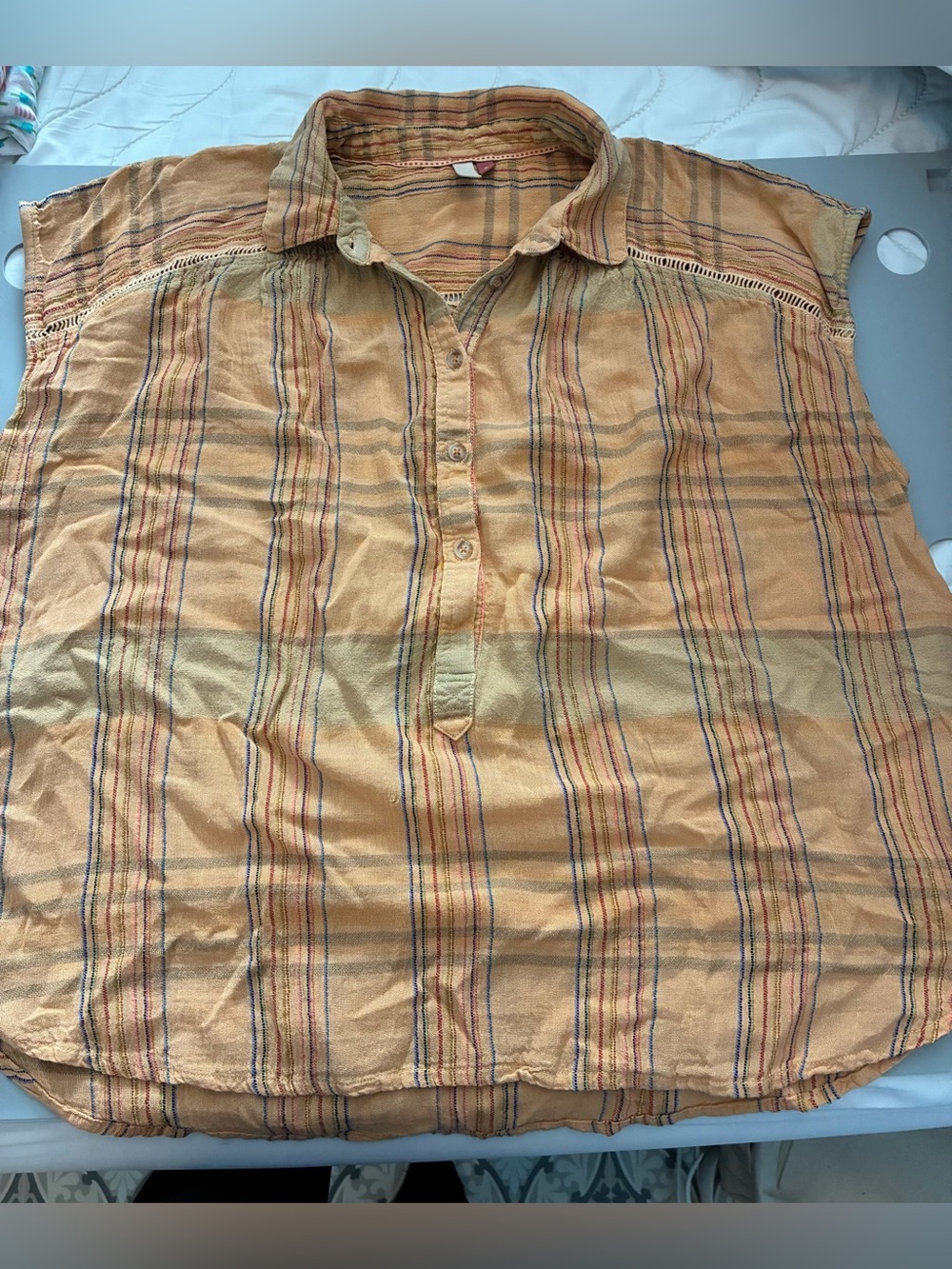 Pilcro Anthropologie Woven Plaid Popover Shirt